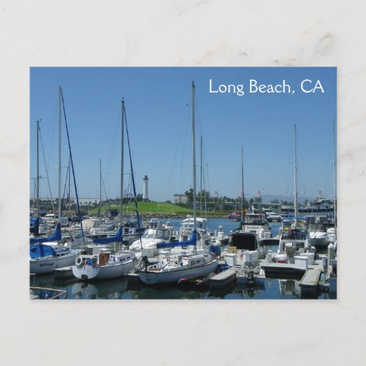 Long Beach Lighthouse & Segelboote Postkarte! Postkarte (Vorderseite)