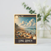 Long Beach, New York | VINTAG Postkarte (Stehend Vorderseite)