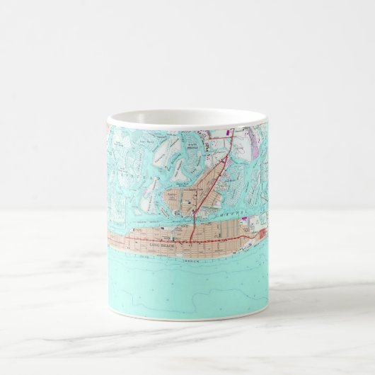 Long Beach, NY Map Tasse (Mittel)