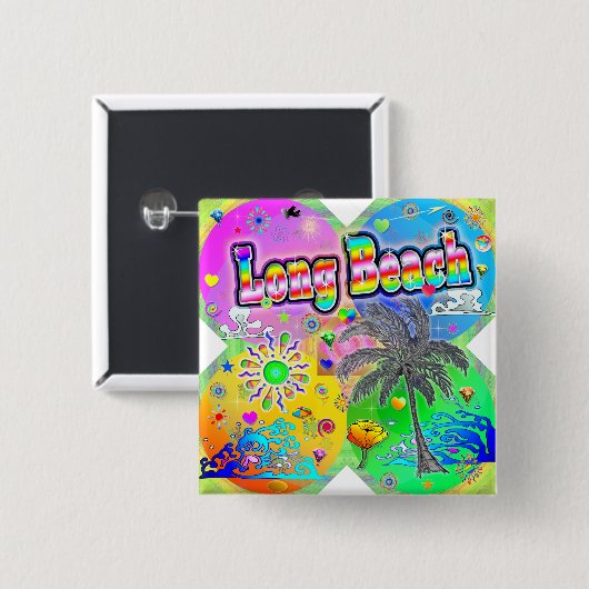Long Beach Quadro Jahreszeiten Knopf Button (Vorne & Hinten)