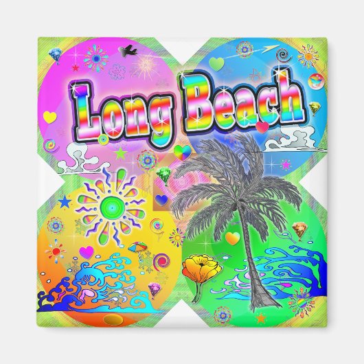 Long Beach Quadro Seasons Magnet (Vorne)