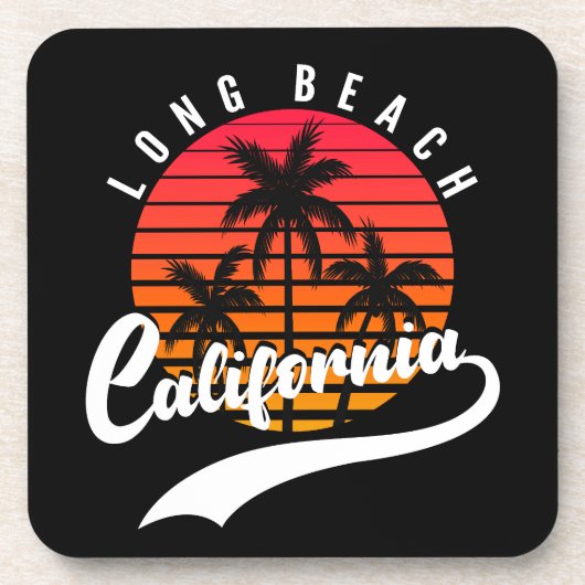 Long Beach Retro Sunset Untersetzer (Vorderseite)