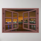 Long Beach Skyline bei Night Open Window Poster (Vorne)