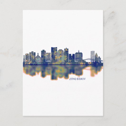Long Beach Skyline Einladungspostkarte (Vorderseite)