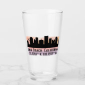 Long Beach Skyline Latitude und Longitude Pint Glas (Vorderseite)