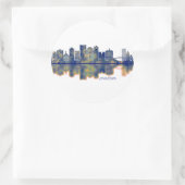 Long Beach Skyline Runder Aufkleber (Tasche)