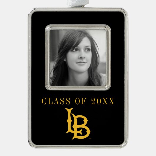 Long Beach Staat Logo Rahmen-Ornament Silber (Vorderseite)