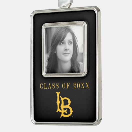 Long Beach Staat Logo Rahmen-Ornament Silber (Links)