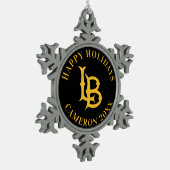 Long Beach Staat Logo Schneeflocken Zinn-Ornament (Links)