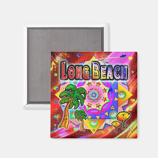 Long Beach Tropical Friends Magnet (Vorderseite/Rückseite)