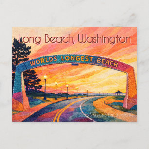 Long Beach Washington Sonnenuntergangs-Bogen Szene Feiertagspostkarte