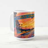 Long Beach Washington Sonnenuntergangs-Bogen Szene Kaffeetasse (Vorderseite Links)