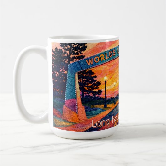 Long Beach Washington Sonnenuntergangs-Bogen Szene Kaffeetasse (Links)