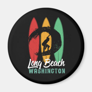 Long Beach Washington Vintag Retro Surfing Magnet