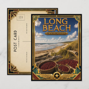 Long Beach Washington Vintage Art Deco Golden Age Postkarte