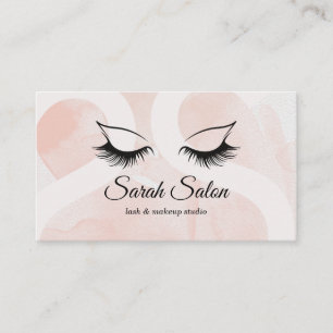 Long Beautiful Lashes Dusty Pink Black Script Visitenkarte