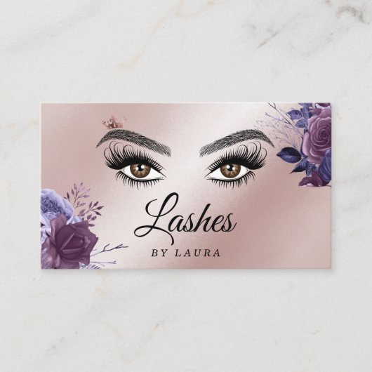 Long Beautiful Lashes Eyes Brows Vintage Blumen Visitenkarte (Vorderseite)