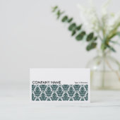 Long Bild 0124 - Dunkelgrüner Damast Visitenkarte (Stehend Vorderseite)