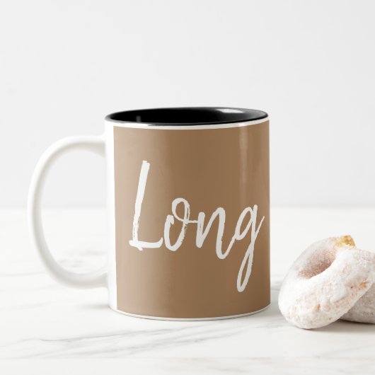 Long Black coffee liebt Typografie Zweifarbige Tasse (Mit Donut)