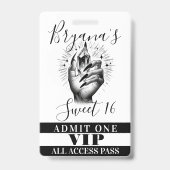 Long Black Nails Crystal Birthday VIP Access Pass Ausweis (Rückseite)