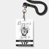Long Black Nails Crystal Birthday VIP Access Pass Ausweis (Rückseite mit Lanyard)