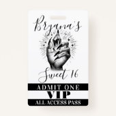Long Black Nails Crystal Birthday VIP Access Pass Ausweis (Vorderseite)