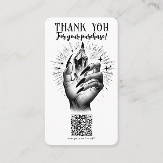 Long Black Nails & Crystal Energy Free Geschenk QR Visitenkarte (Vorderseite)