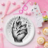 Long Black Nails & Crystal Energy Magic Vintag Pappteller (Party)