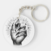 Long Black Nails & Crystal Energy Magic Vintag Schlüsselanhänger (Rückseite)