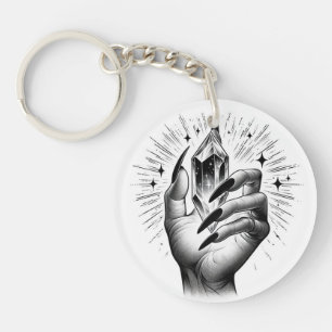 Long Black Nails & Crystal Energy Magic Vintag Schlüsselanhänger