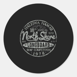 Long Board North Shore Surf Vintag Hawaii Beach Runder Aufkleber