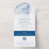 Long Branch New Jersey Karte Elegant Navy Hochzeit (Innen Boden)