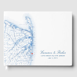 Long Branch New Jersey Karte Elegante Wedding Gästebuch