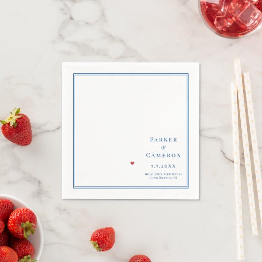 Long Branch New Jersey Karte Elegante Wedding Serviette (Beispiel)