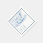 Long Branch New Jersey Karte Elegante Wedding Serviette (Ecke)