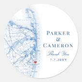 Long Branch New Jersey Map Gastgeschenk Hochzeit Runder Aufkleber (Vorderseite)