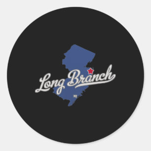 Long Branch New Jersey Nj Karte  Runder Aufkleber