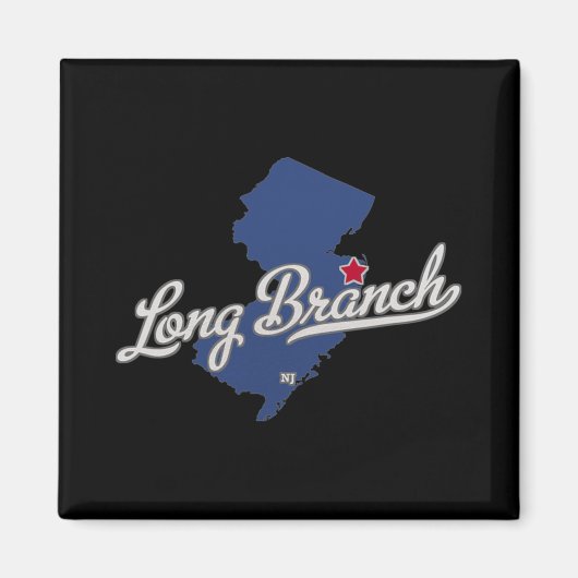Long Branch New Jersey Nj Map  Magnet (Vorne)