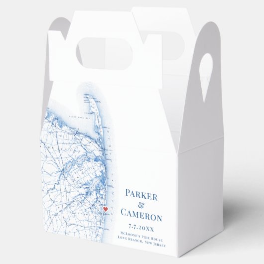 Long Branch New Jersey Wedding Map Elegant Geschenkschachtel (Geöffnet)