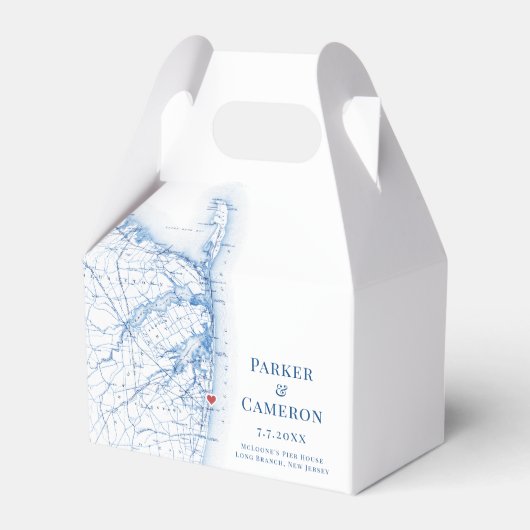 Long Branch New Jersey Wedding Map Elegant Geschenkschachtel (Vorderseite)