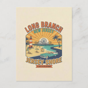 Long Branch NJ – Retro-Reise im Stil der 1950er Ja Postkarte