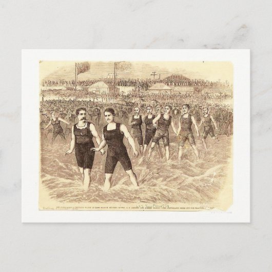 Long Branch NJ, Schwimmmatch 1874 Postkarte (Vorderseite)