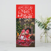 Long Christmas Foto Card Red Thema (Stehend Vorderseite)