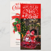 Long Christmas Foto Card Red Thema (Vorne/Hinten)