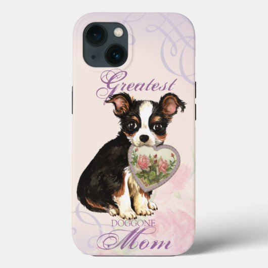 Long Coat Chihuahua Herz Mama Case-Mate iPhone Hülle (Rückseite)