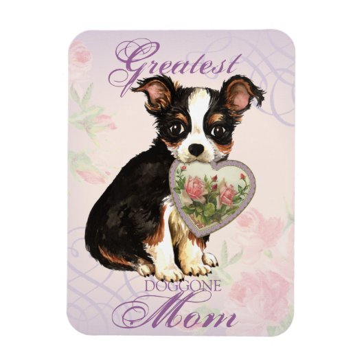Long Coat Chihuahua Herz Mama Magnet (Vertikal)