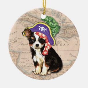 Long Coat Chihuahua Pirate Keramikornament
