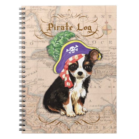Long Coat Chihuahua Pirate Notizblock (Vorderseite)