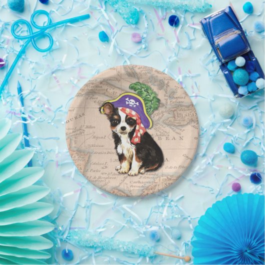 Long Coat Chihuahua Pirate Pappteller (Party)