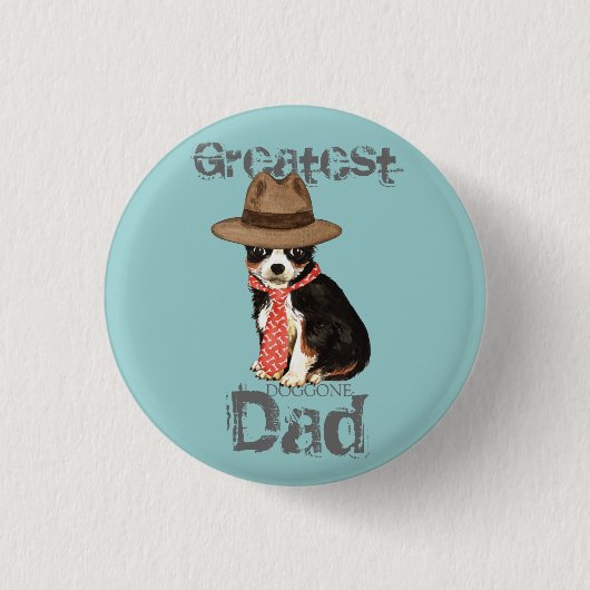 Long Coat Chihuahua Vater Button (Vorderseite)